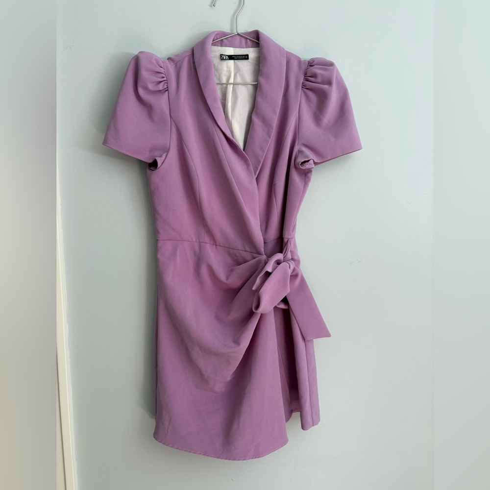 Zara Lilac Mini Wrap Skort Dress - Picture 3 of 10